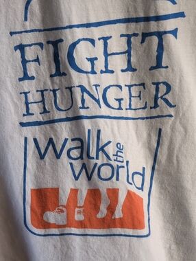 Fight Hunger Walk the World Graphic  Tee - White/Blue/Orange Boy's Size L